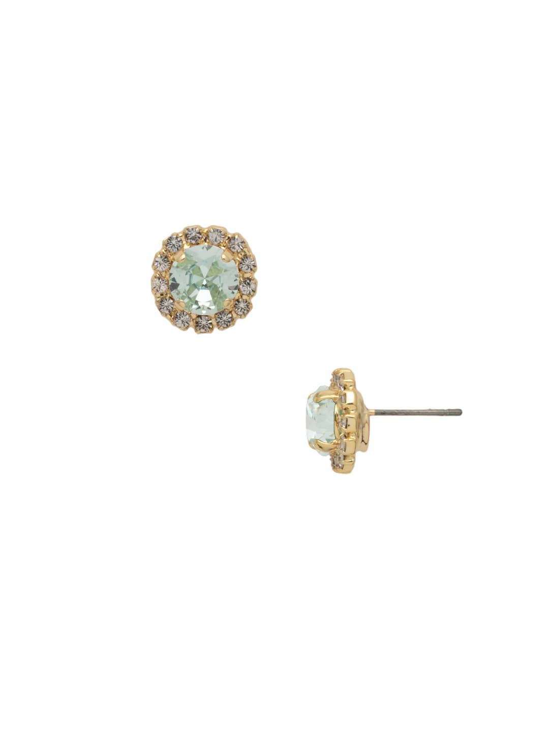Sorrelli Haute Halo Stud Earring - Bright Gold Aquamarine - Gabrielle's Biloxi