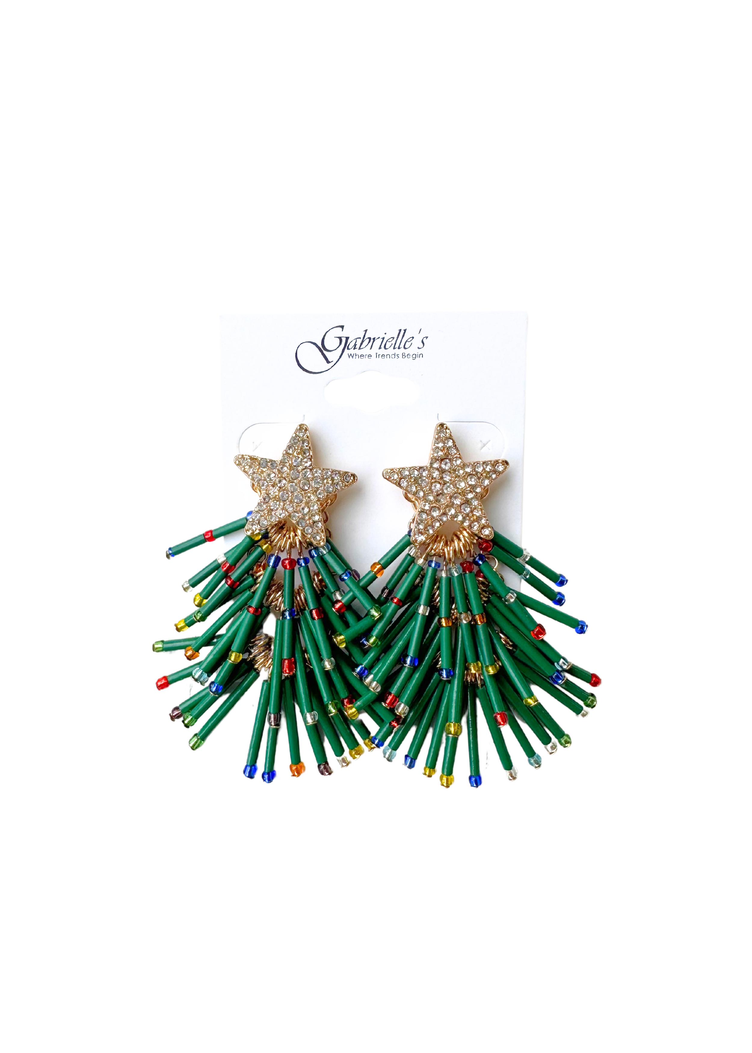 Green Christmas Tree Tassel Earrings - Gabrielle's Biloxi