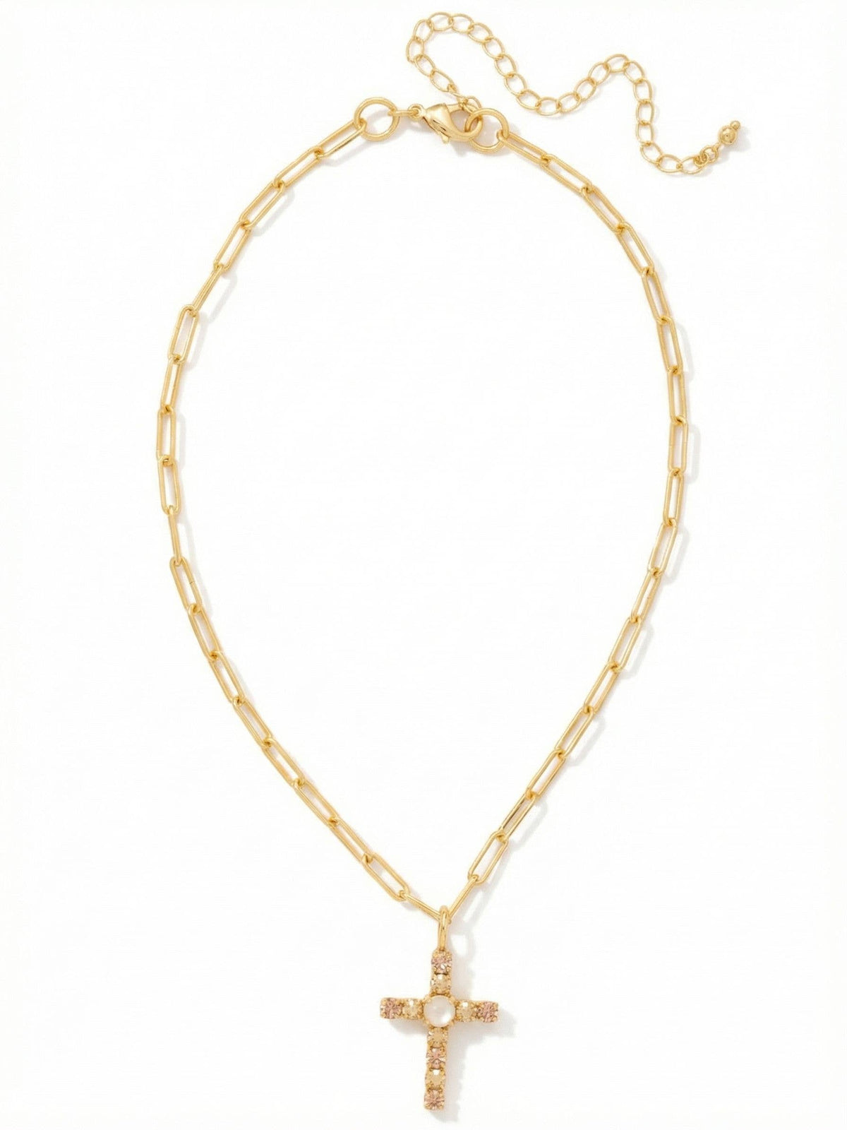 Cross Paperclip Pendant Necklace - Golden Goddess