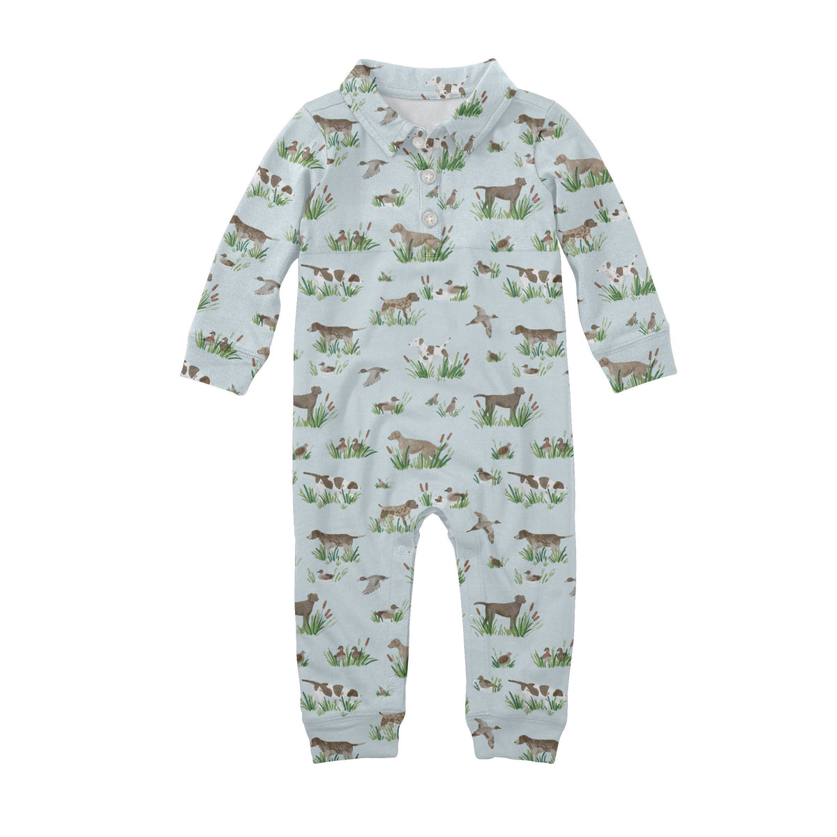 Delta Bird Hunting Dogs - Sweatshirt Polo Romper