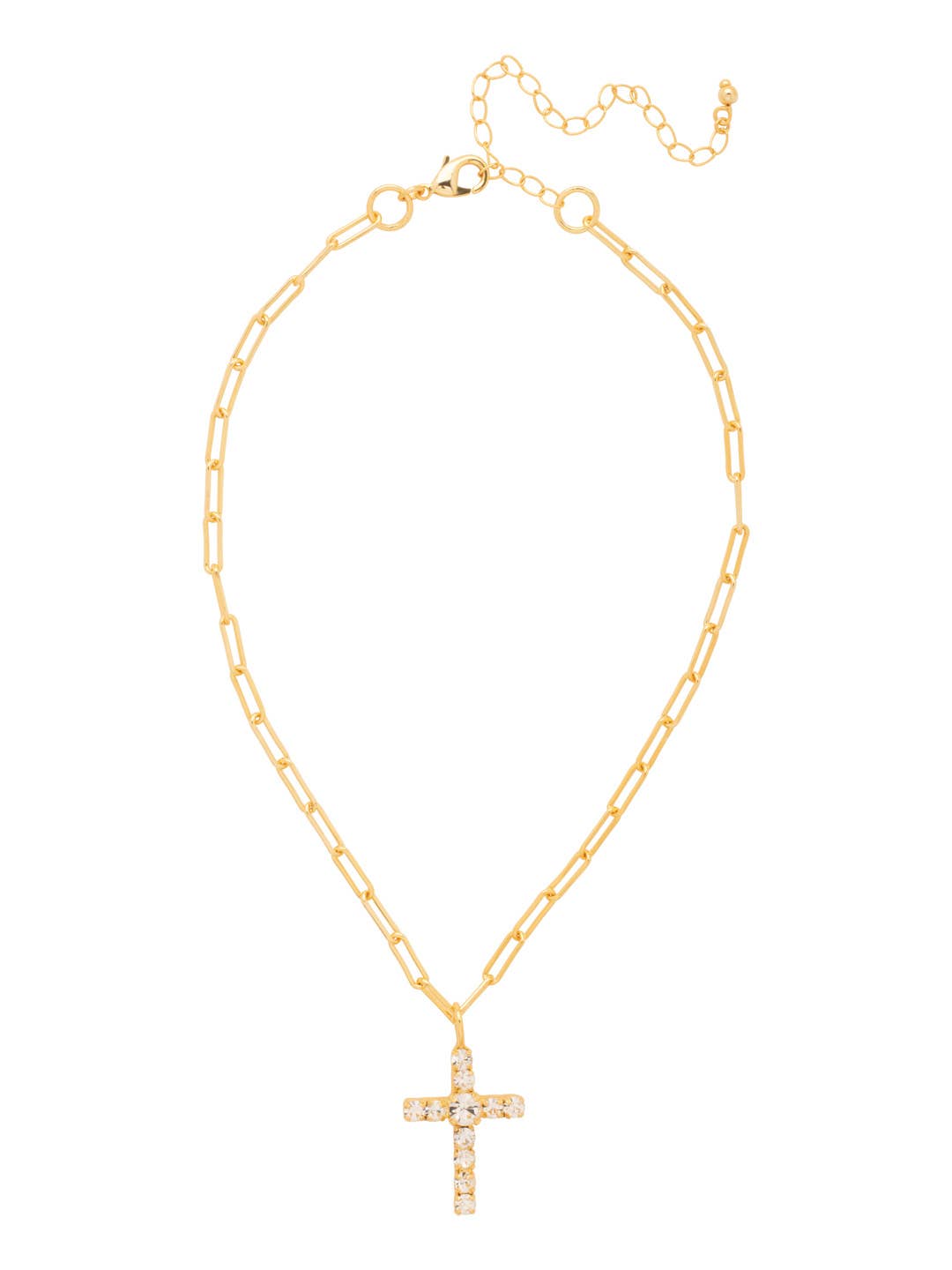 Cross Paperclip Pendant Necklace - Crystal - Gabrielle's Biloxi