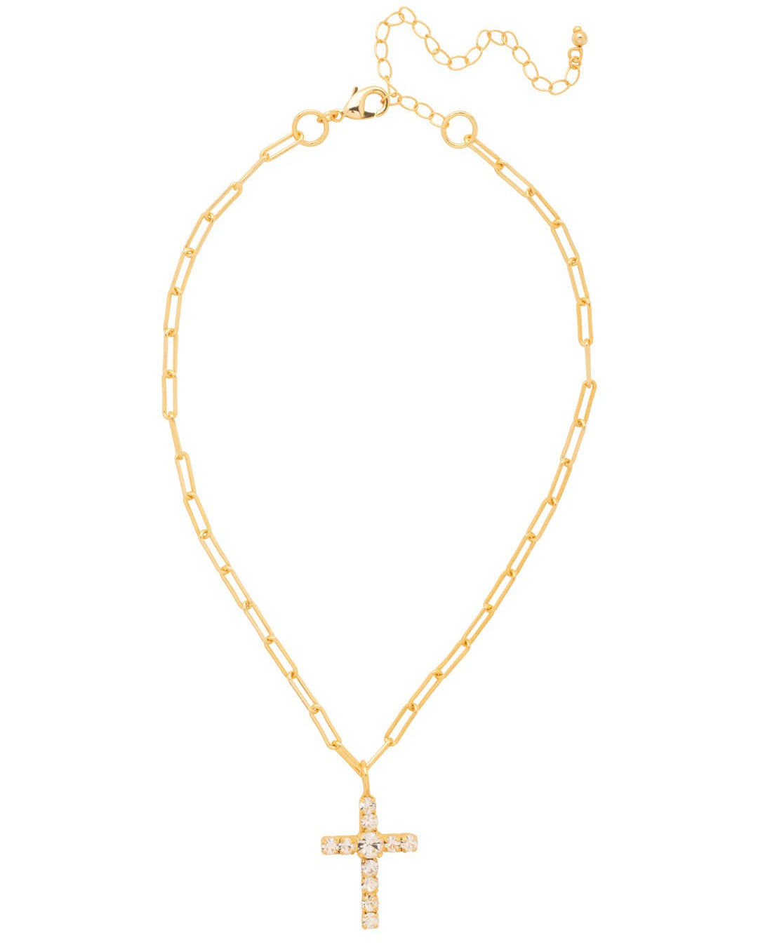 Cross Paperclip Pendant Necklace - Crystal - Gabrielle's Biloxi