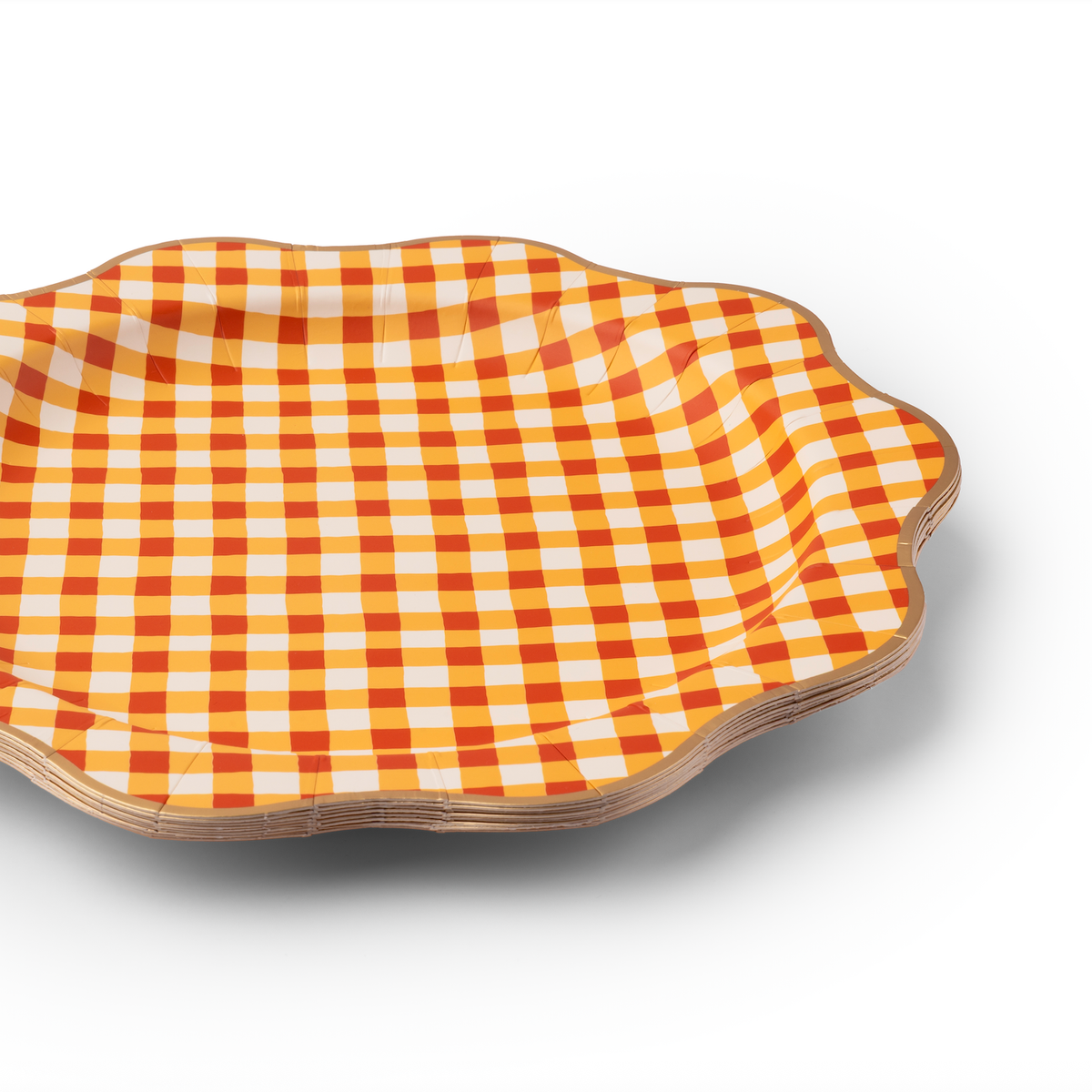 Fall Plaid Dinner Plates, Gold Foil (Set of 8) - Gabrielle's Biloxi