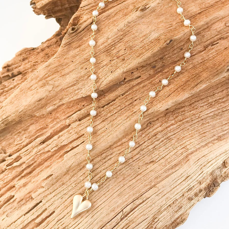 Virtue Puff Heart on Pearl Rosary - Pearl