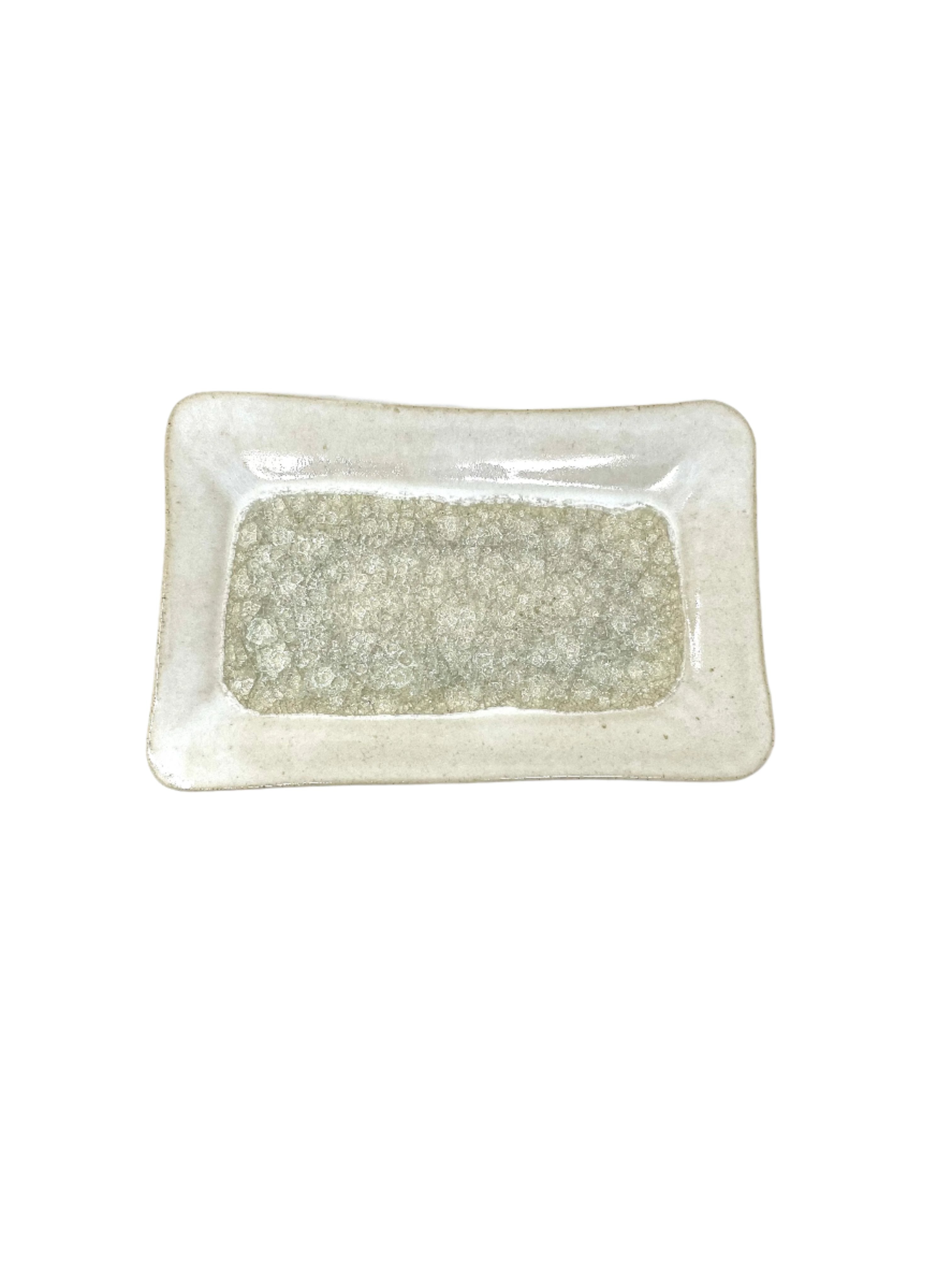 Dock 6 Pottery Small Rectangle Tray w/glass - Eggshell White - Gabrielle's Biloxi