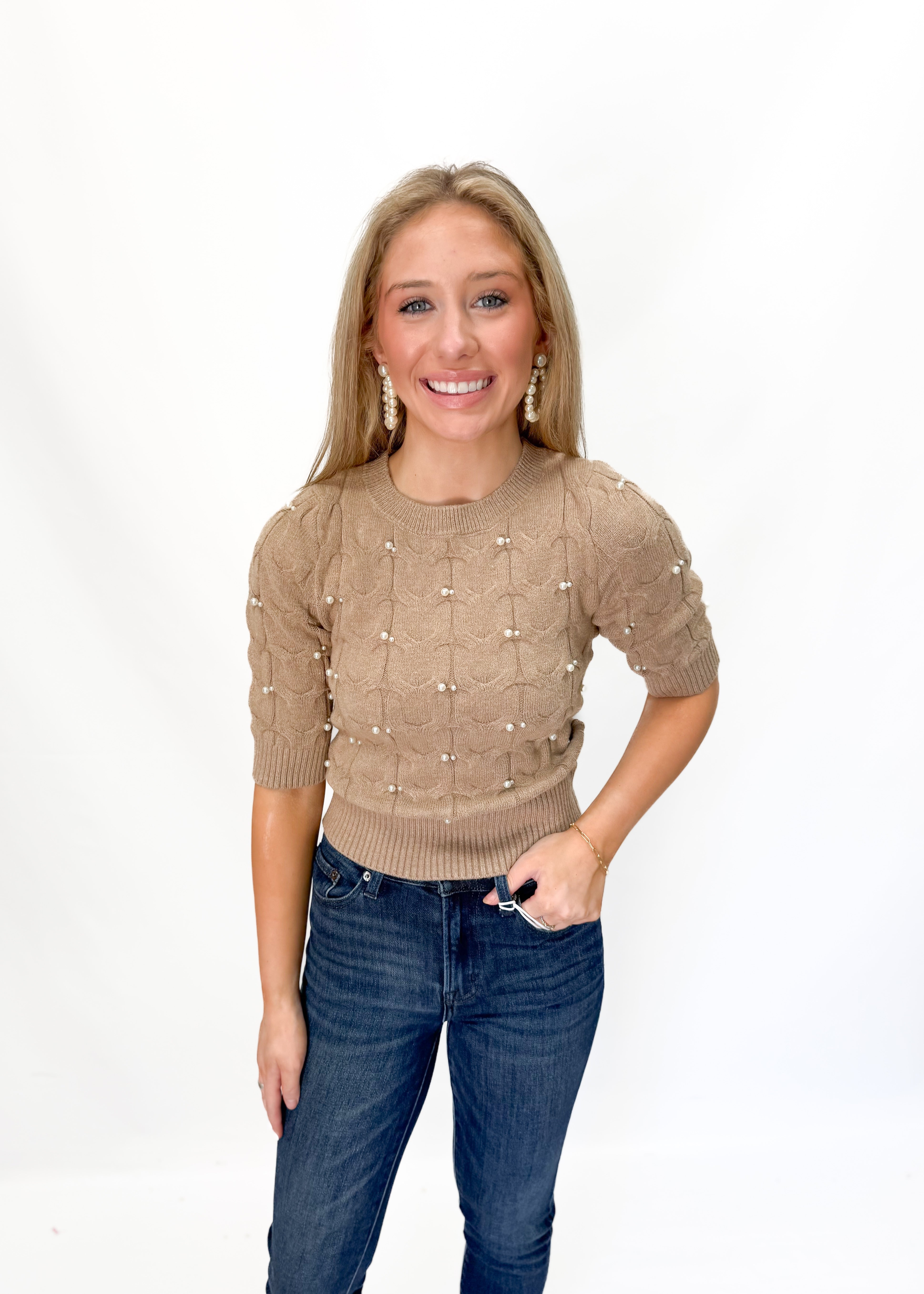 Women's Knit Sweater - Camel - Gabrielle's Biloxi