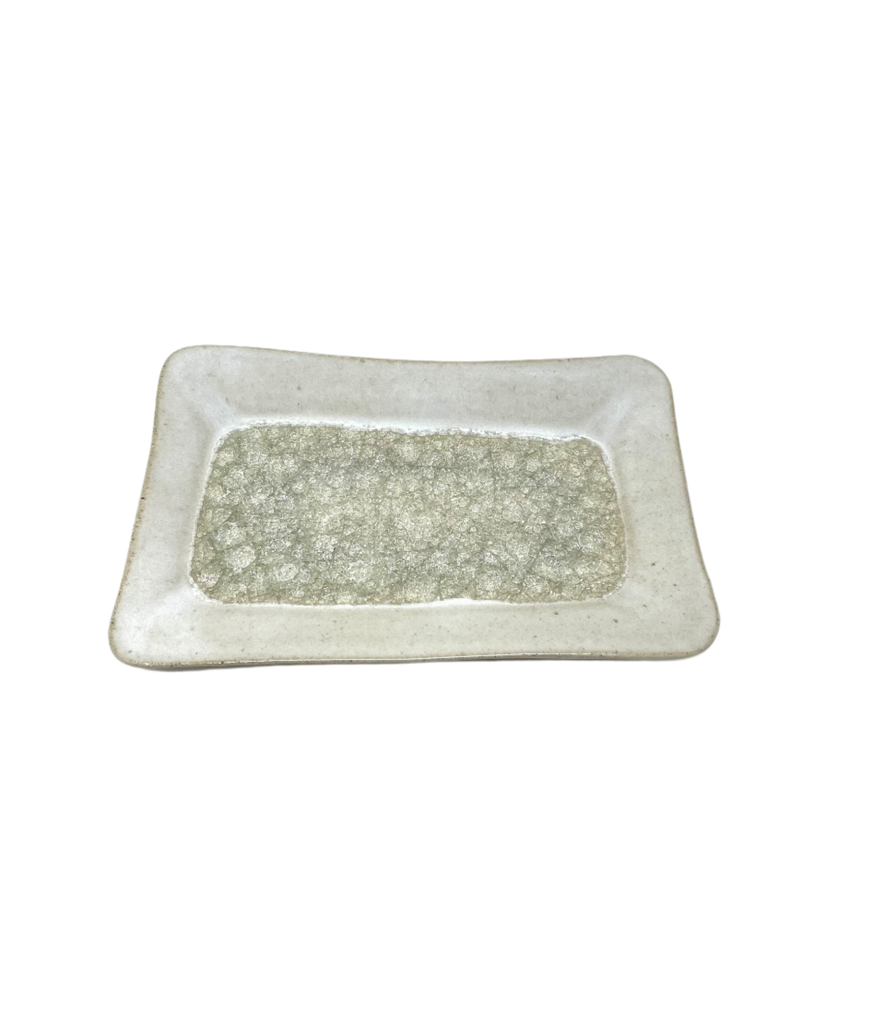 Dock 6 Pottery Small Rectangle Tray w/glass - Eggshell White - Gabrielle's Biloxi
