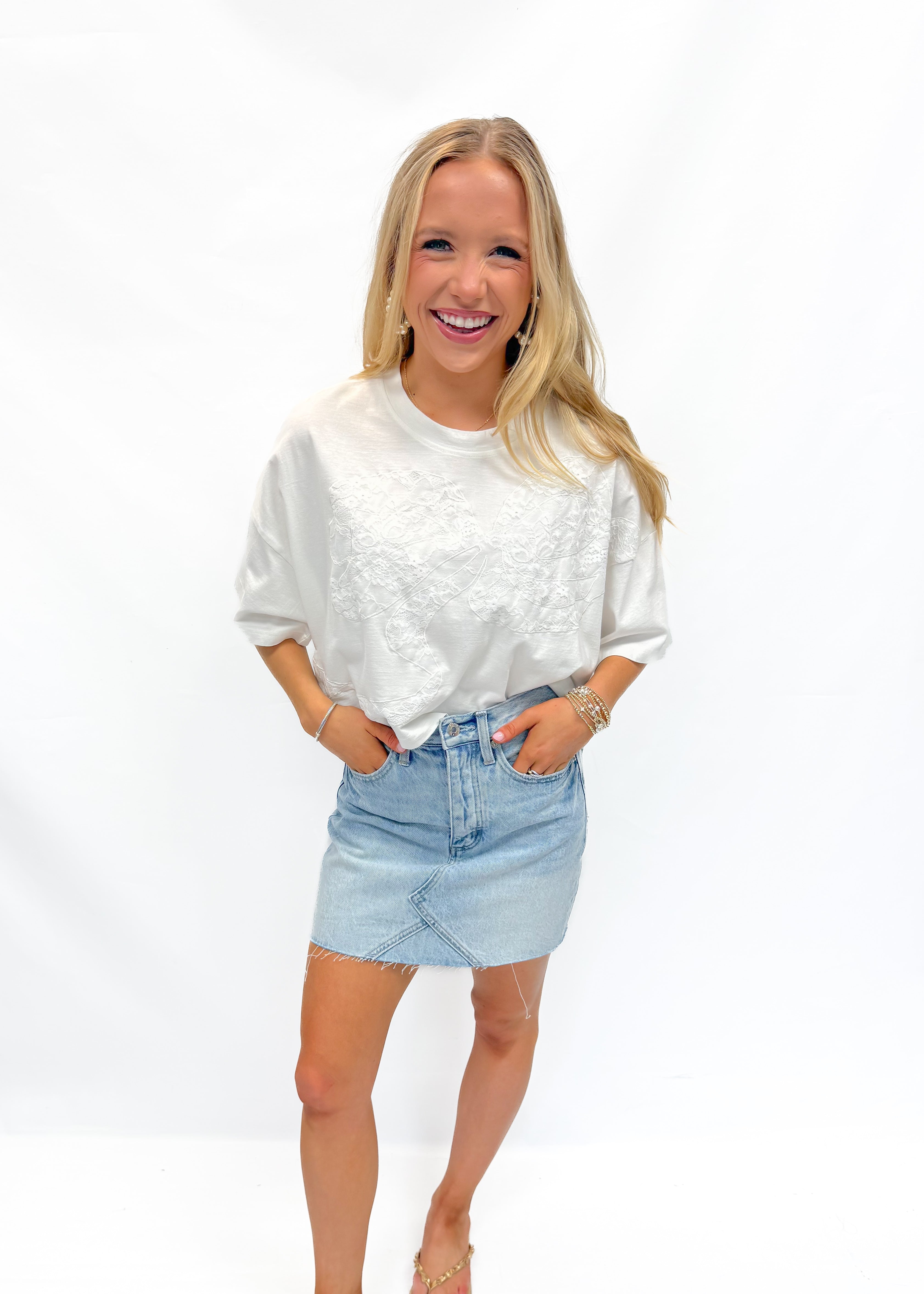 Love Shack Fancy Angelle Tee - Sugar White - Gabrielle's Biloxi