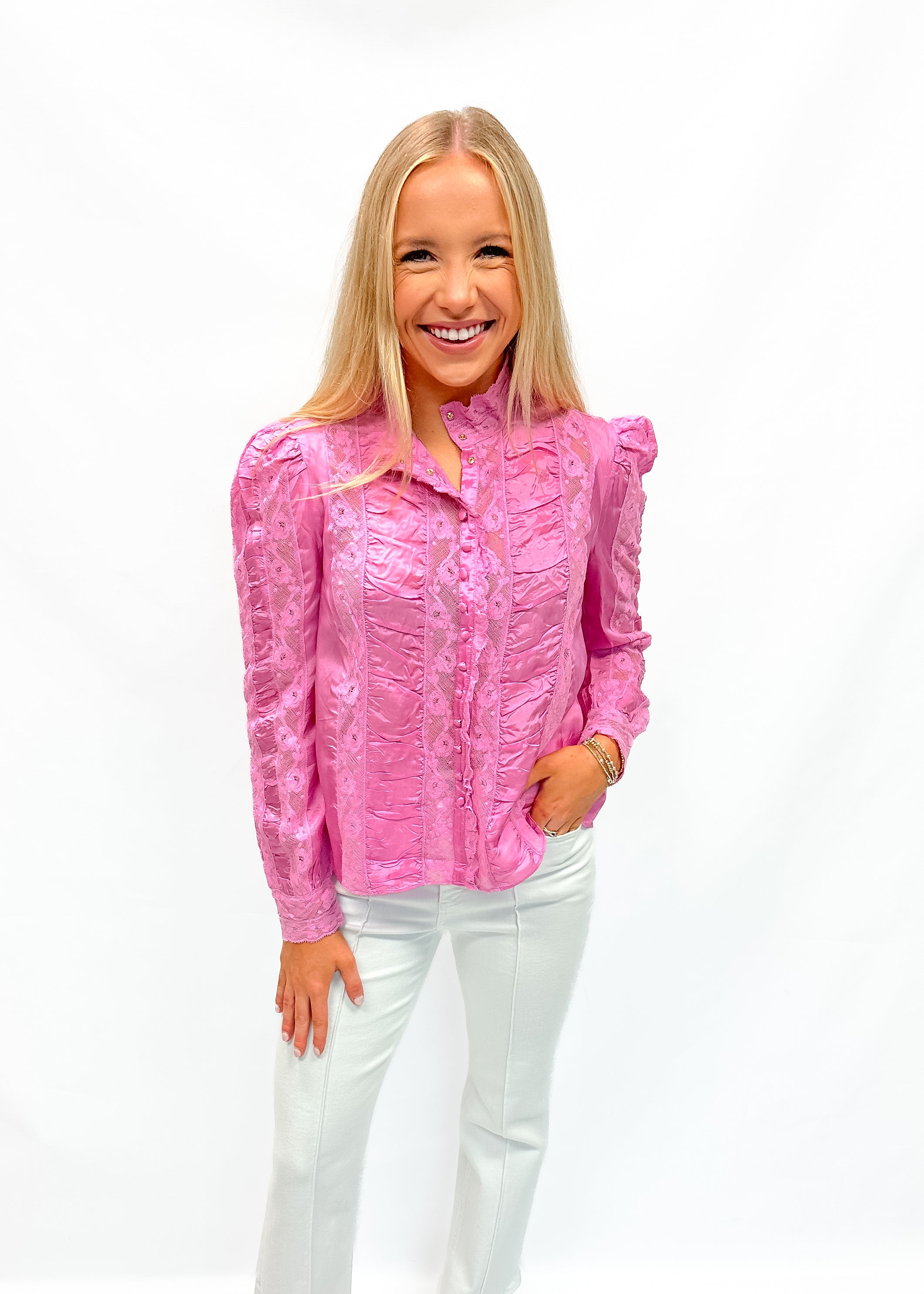 Love Shack Fancy Jacque Top - Tulip Pink - Gabrielle's Biloxi
