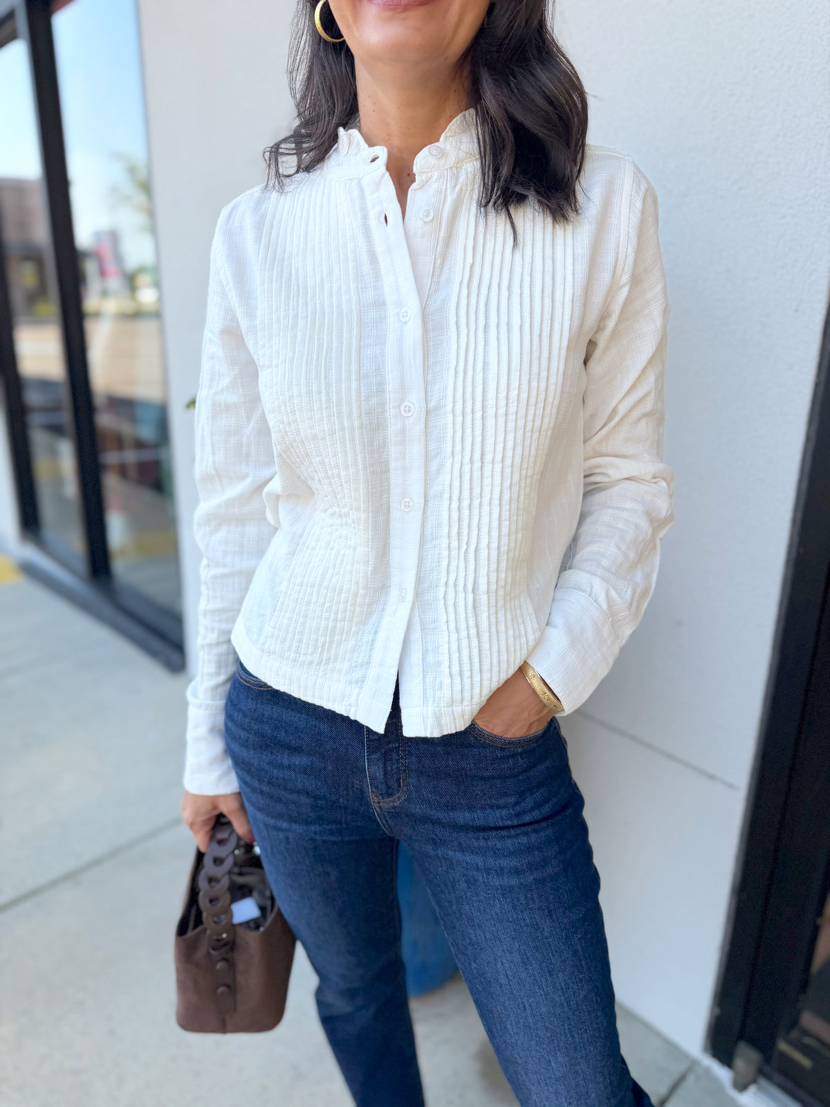 Bobi Bri Pintuck Top - White