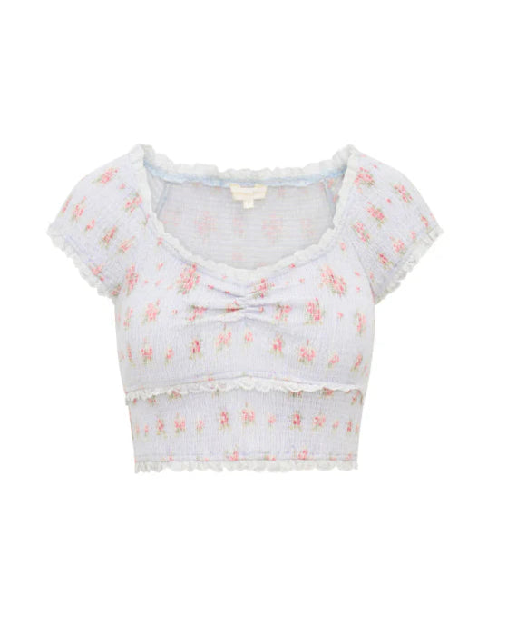 Cambron Floral Top in Thulian Pink main image 0