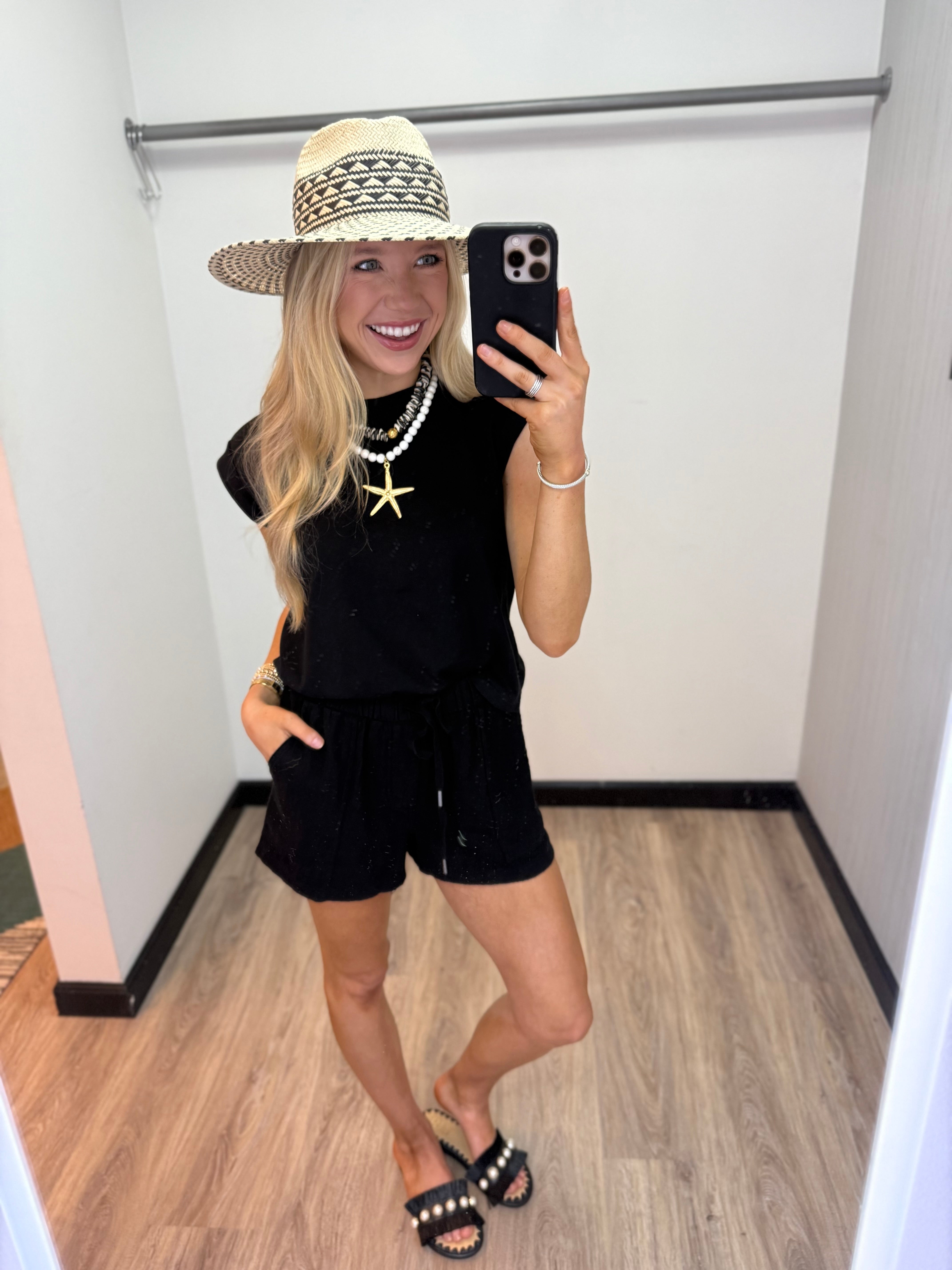 Bobi Drawstring Short with Pockets - Black - Gabrielle's Biloxi