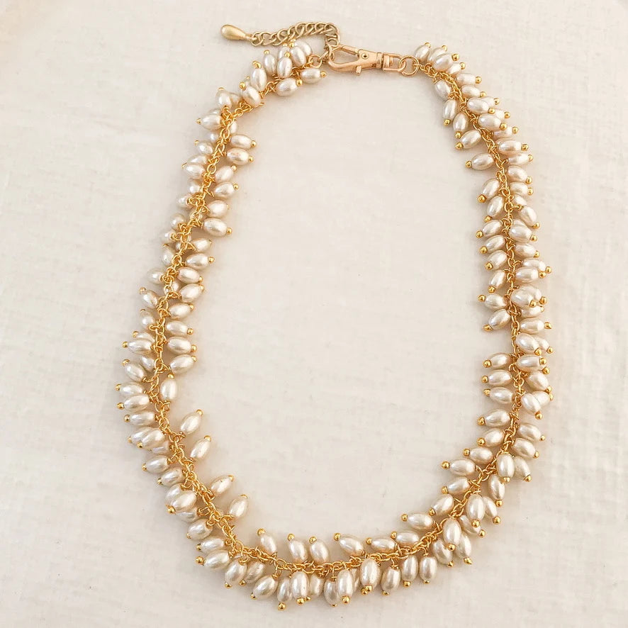 Virtue Grape Pearl Dangle Rosary Necklace - Pearl