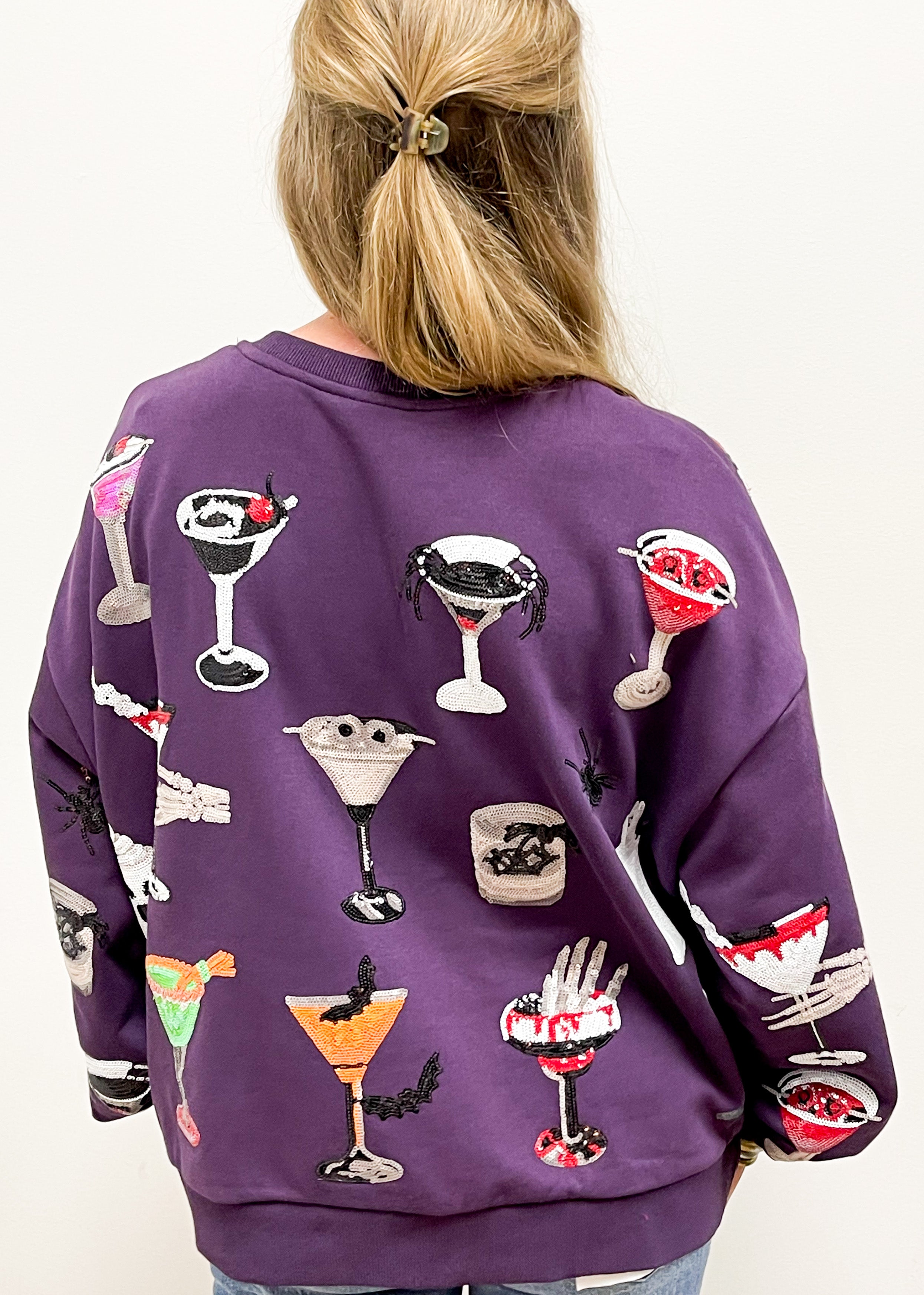 Queen of Sparkles Dark Purple Spooky Spirits Sweatshirt - Gabrielle's Biloxi