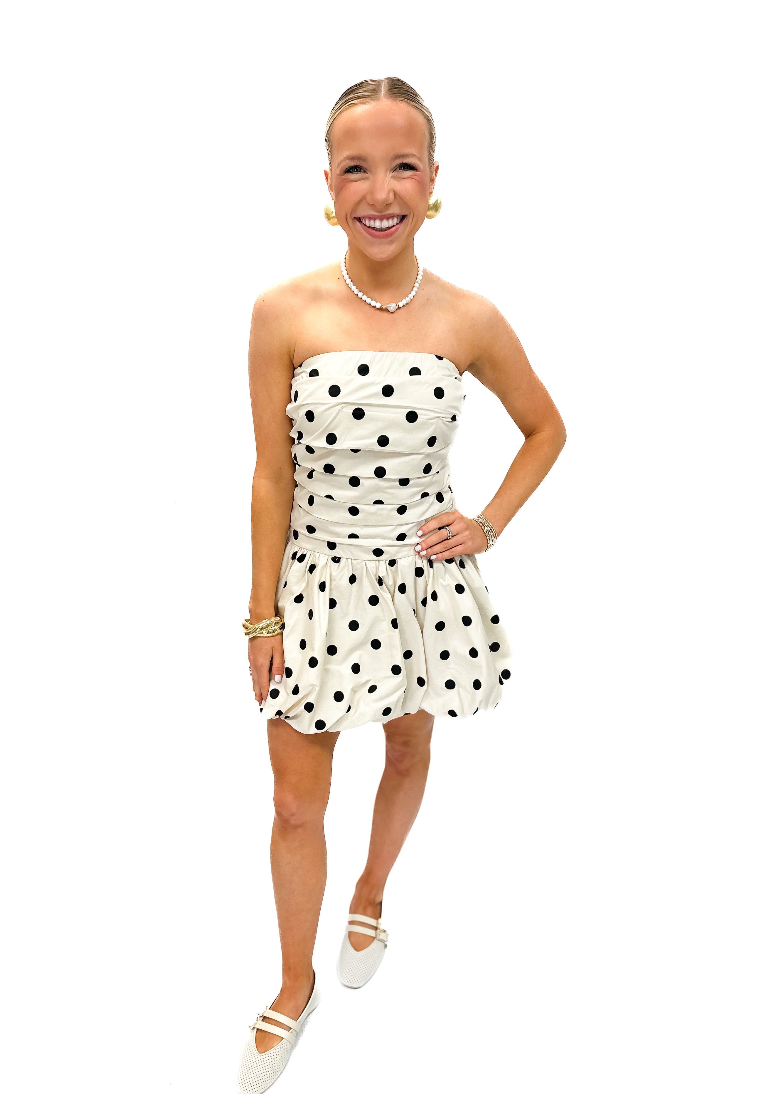 LBLOX Polka Dot Mini Bubble Hem Dress - Gabrielle's Biloxi