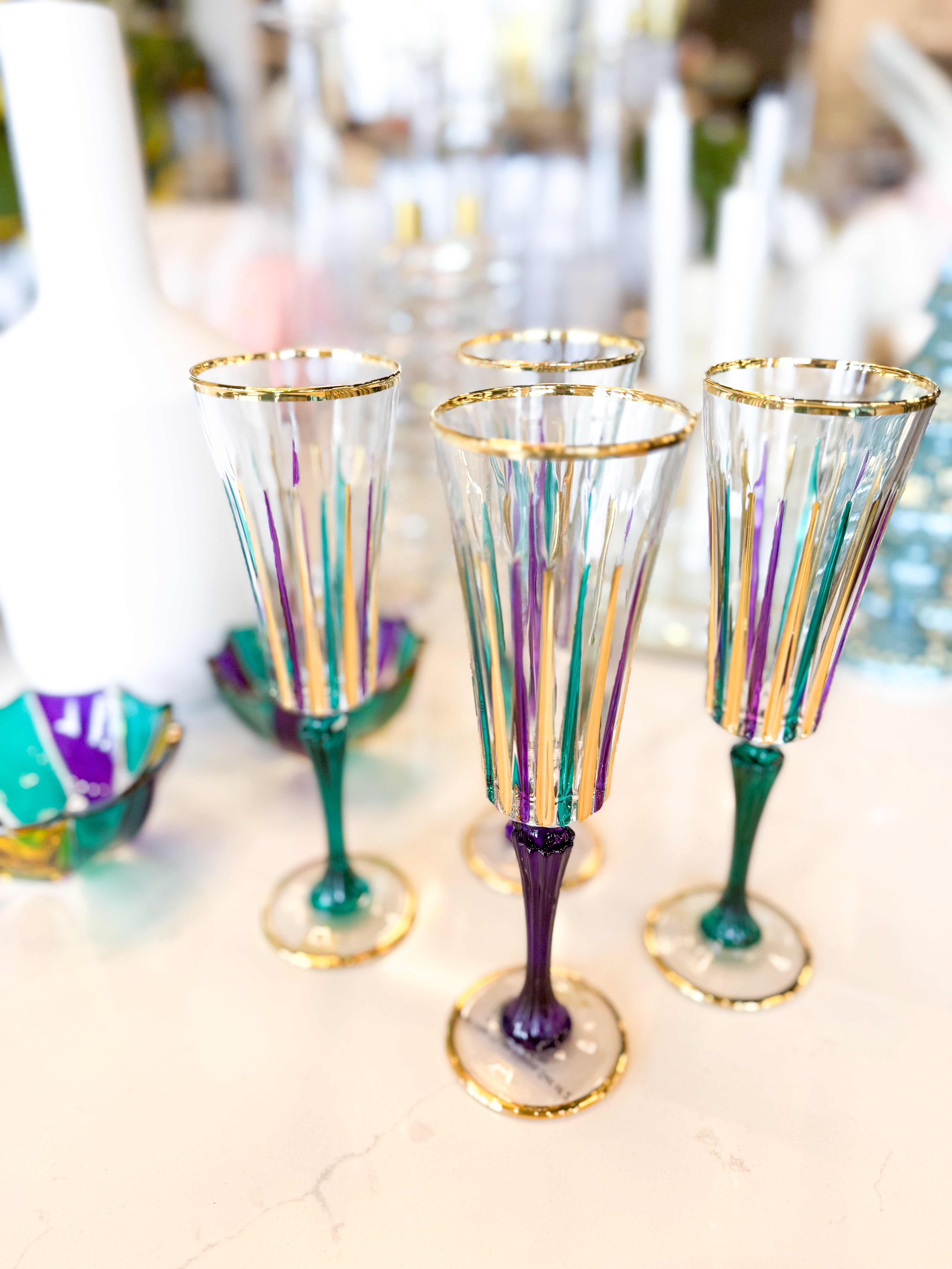 Mardi Gras Flute Glass Set of 2 - Gabrielle's Biloxi