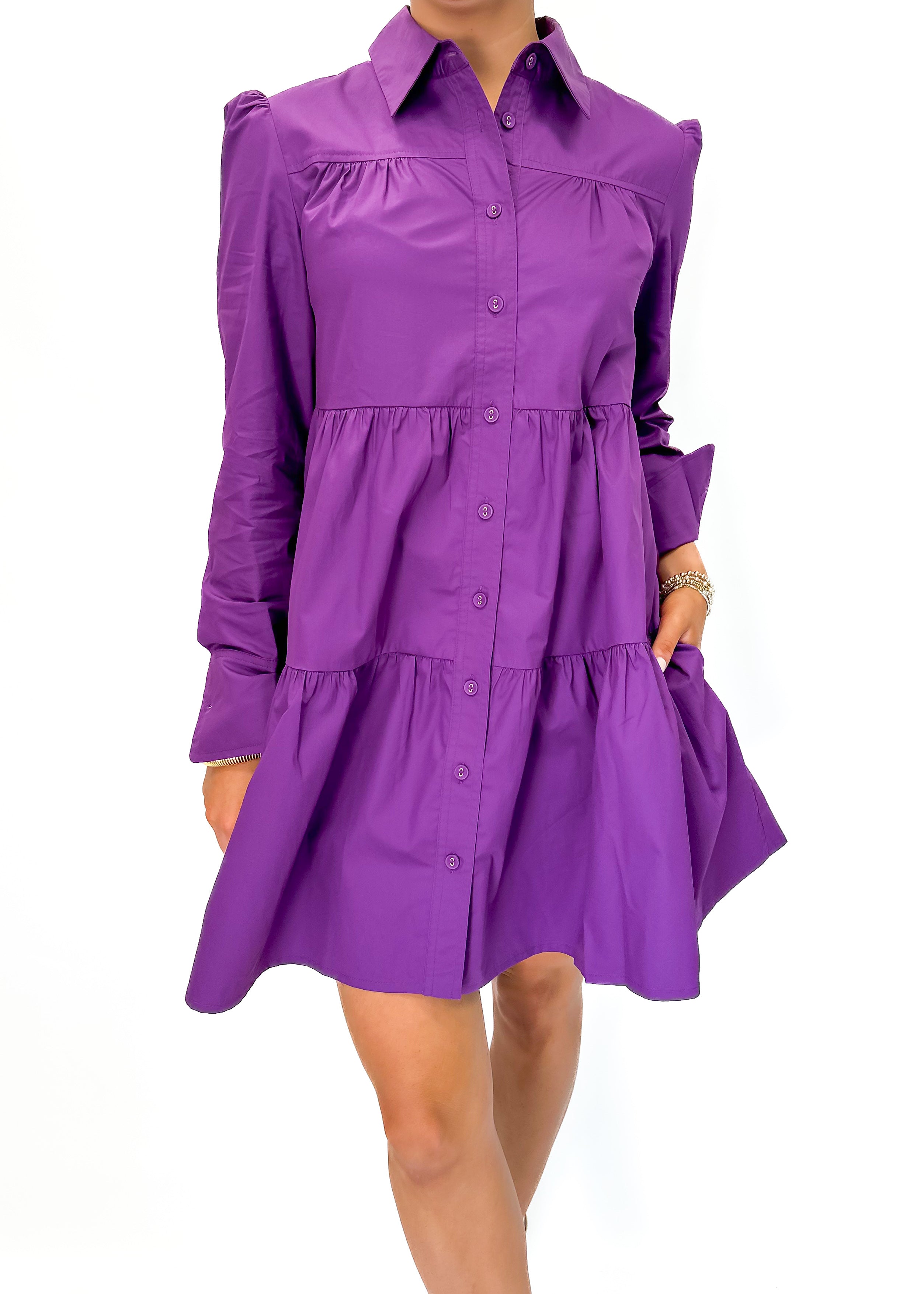 Karina Grimaldi Cora Mini Dress - Magenta - Gabrielle's Biloxi