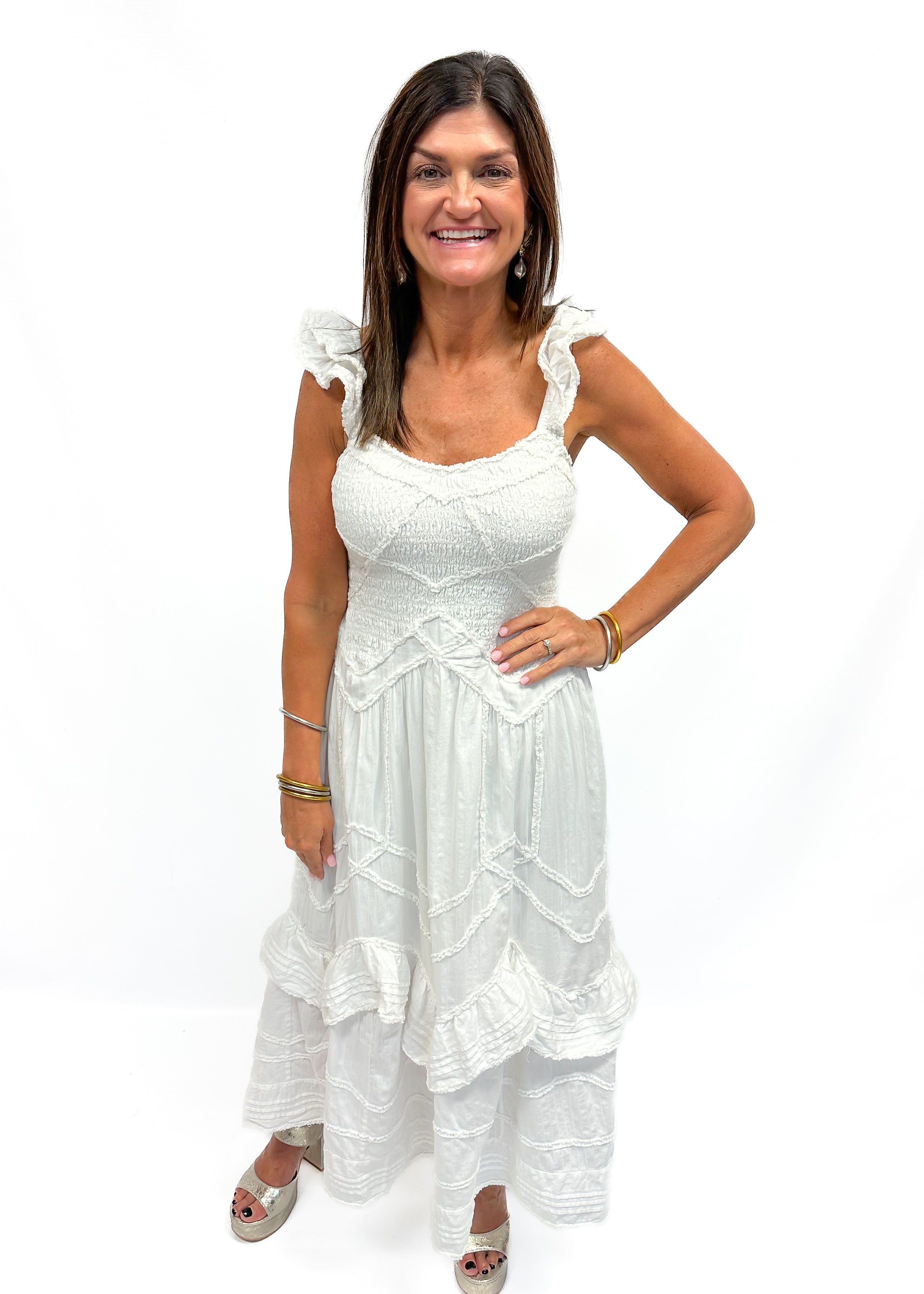 LoveShackFancy Women's Brin Dress, Bright White - M LoveShackFancy Women's Brin Dress, Bright White - M