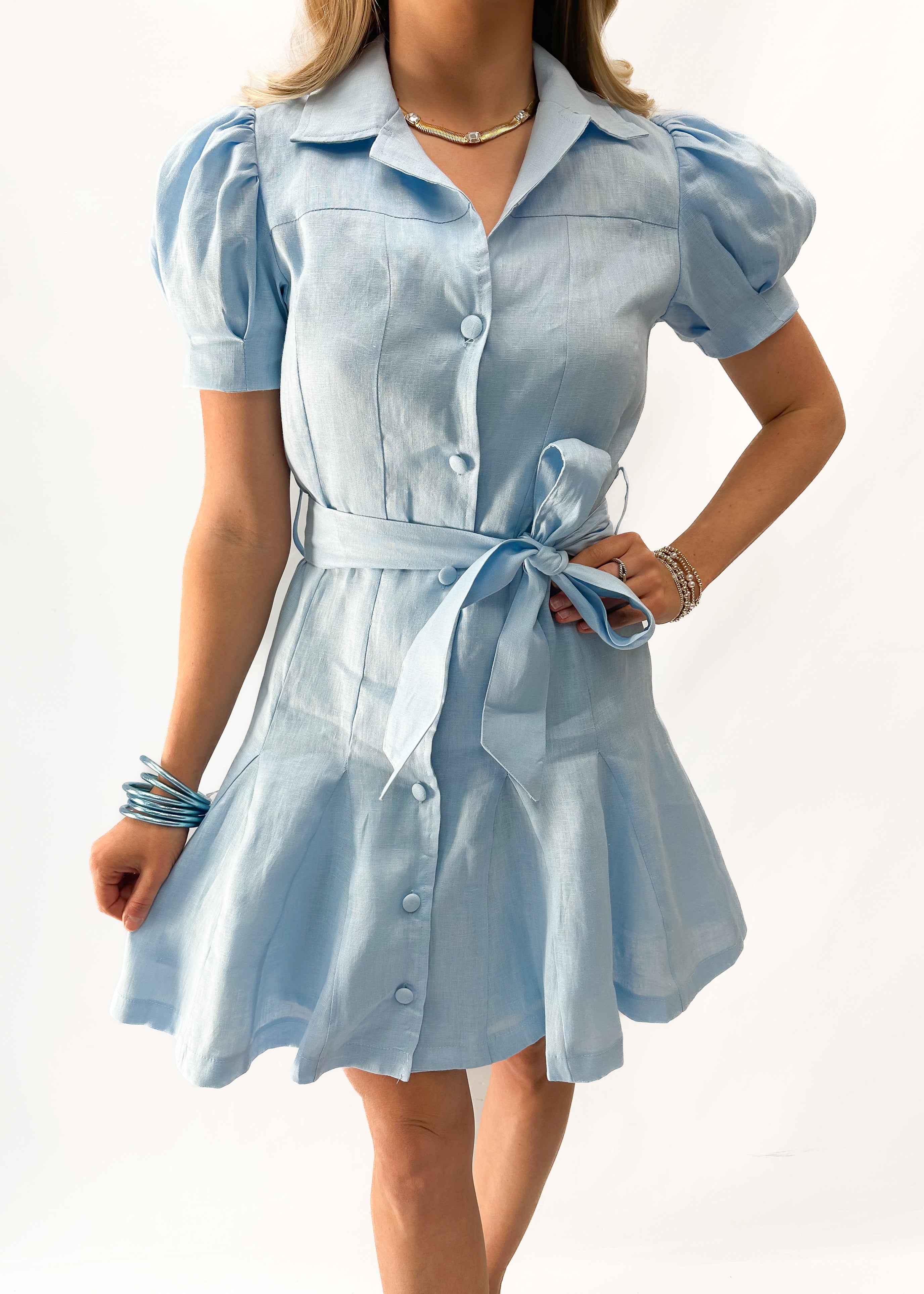 Dolce Cabo Linen Dress - Light Blue - Gabrielle's Biloxi