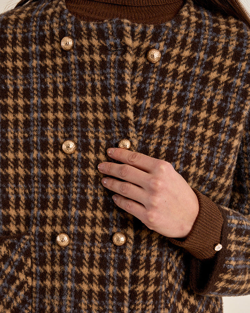 Plaid Officer Jacket - Chocolate