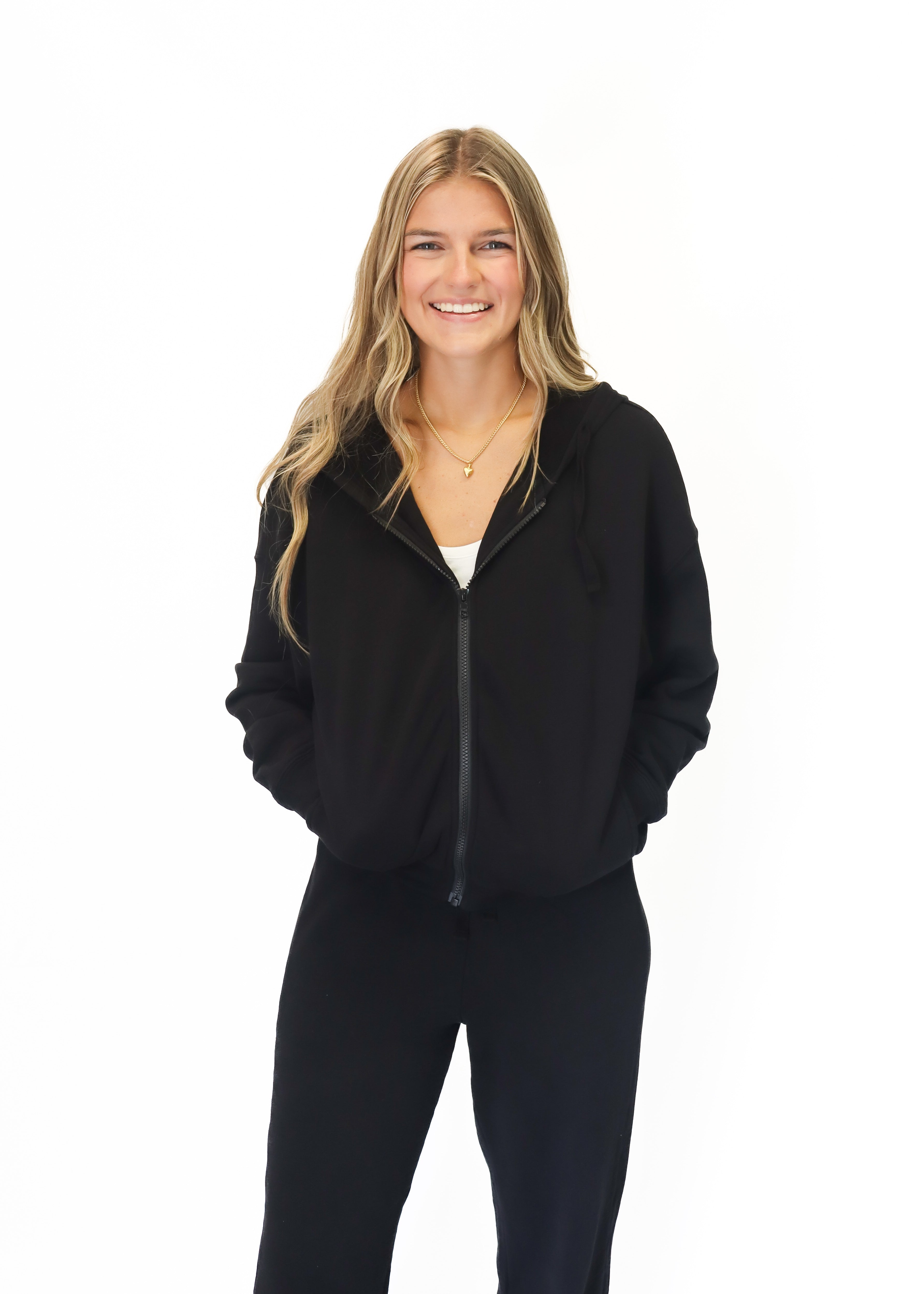 Bobi Slouch Zip Front Hoodie - Black - Gabrielle's Biloxi