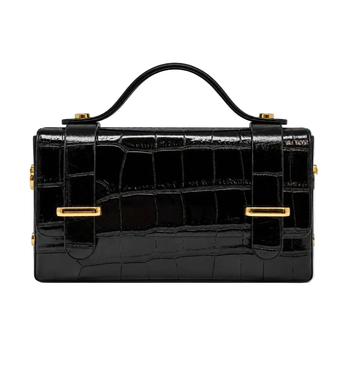 German Fuentes Leather Crocco Handbag - Black