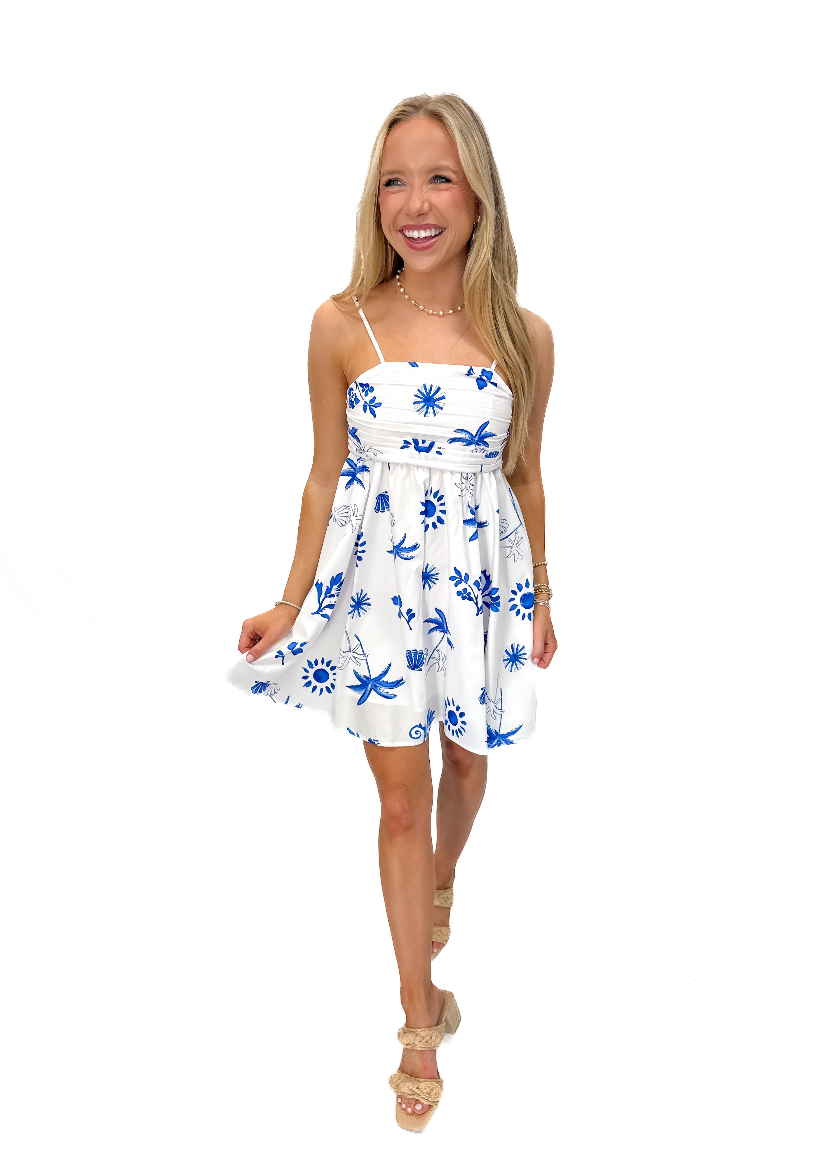 Meet Me in Santorini Island Azure Short Dress - Gabrielle's Biloxi
