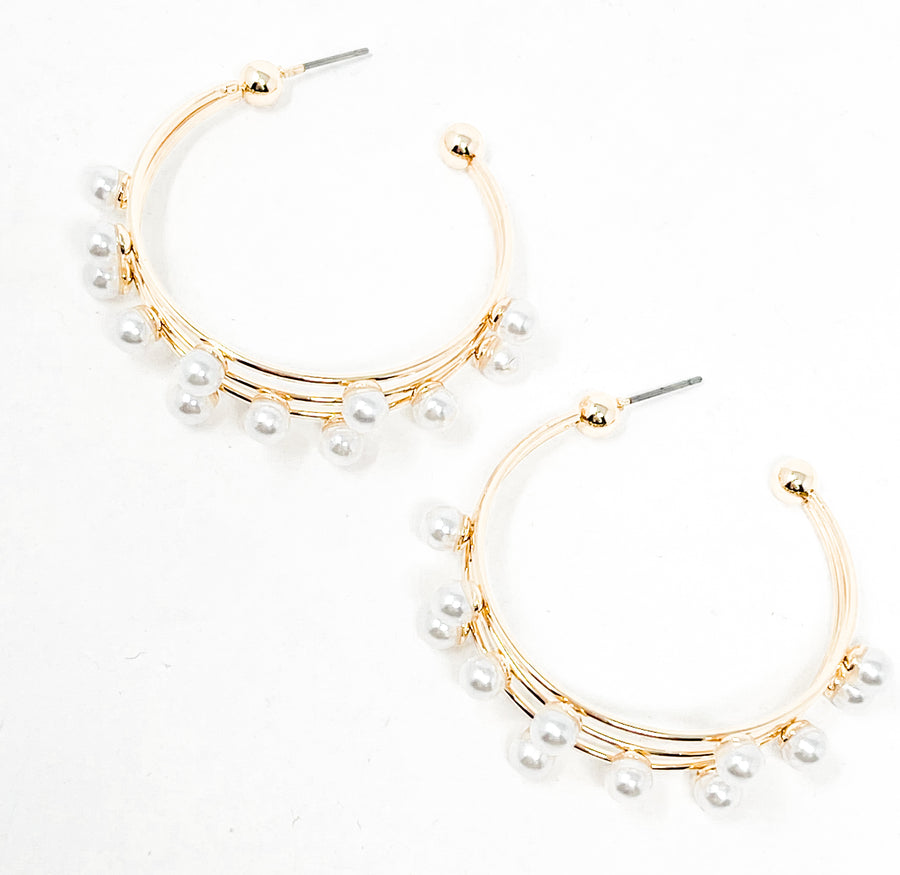 Triple Hoop Pearl Earrings - Gabrielle's Biloxi