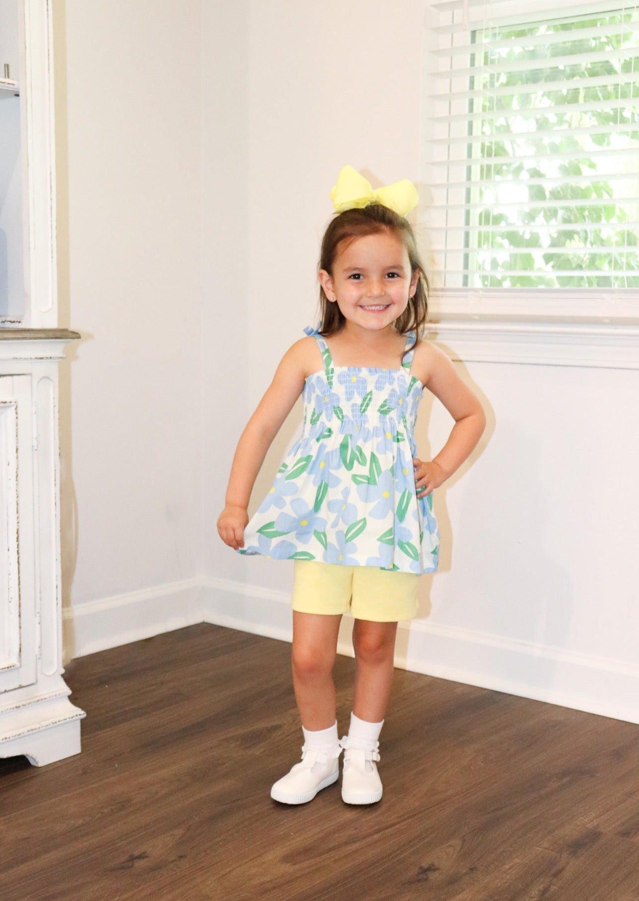Bisby Girls Lucy Top Blue Melrose Floral - Gabrielle's Biloxi