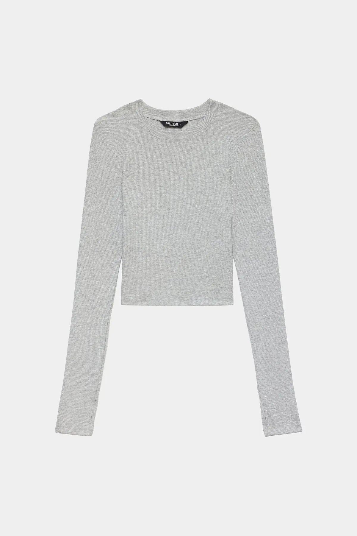Splits59 Louise Rib Long Sleeve Crop - Heather Grey