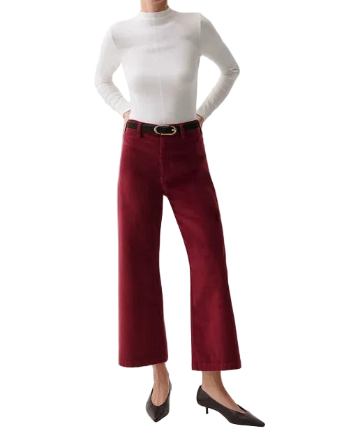 Pistola Penny Crop High Rise Wide Leg Crop - Deep Crimson - Gabrielle's Biloxi