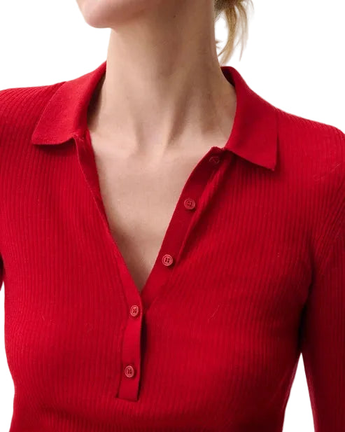 Pistola Elise Featherweight Polo Henley - Savvy Red
