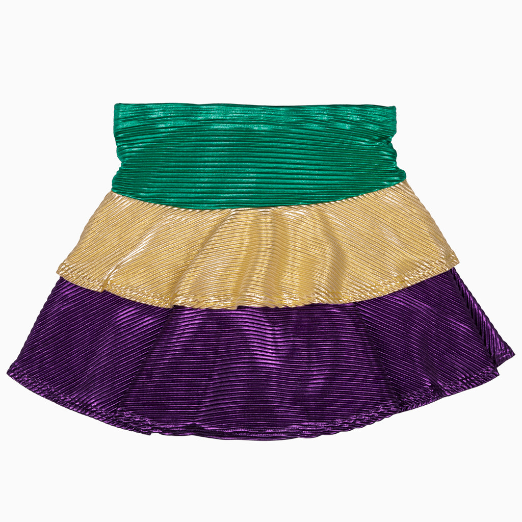 Girls Tiered Ruffle Skort in Metallic Mardi Gras - Gabrielle's Biloxi
