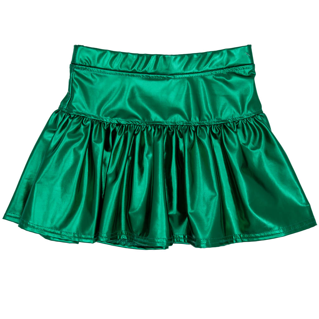 Girls Metallic Gathered Skort - Green - Gabrielle's Biloxi