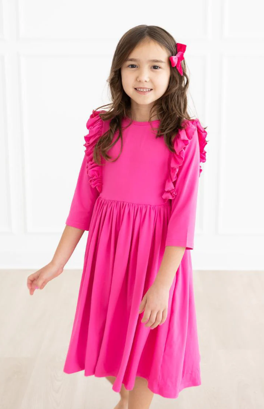 Hot Pink Ruffle Twirl Dress - Gabrielle's Biloxi
