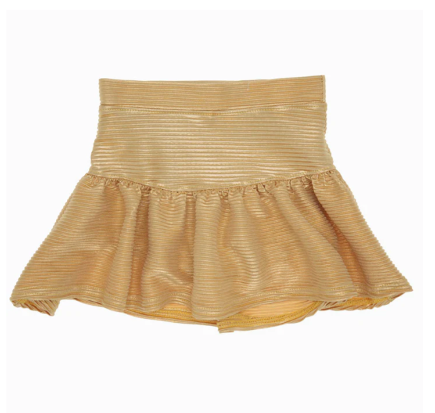 Girls Gathered Skort - Metallic Gold Shimmer - Gabrielle's Biloxi
