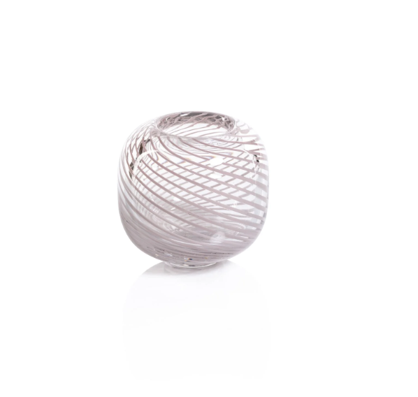 Claire Clear Bud Vases with Blush Swirls - Round - Gabrielle's Biloxi