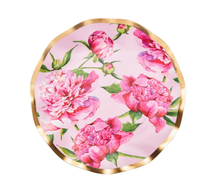 Wavy Salad Plate Pink Peonies - Gabrielle's Biloxi