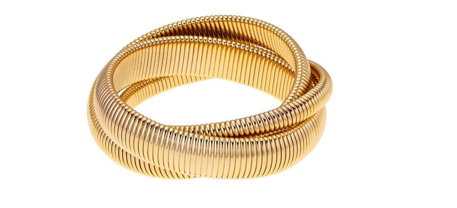 Janis Savitt Triple Cobra Bracelet - Gold with 3 Widths - Gabrielle's Biloxi