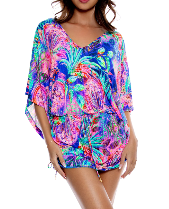Luli Fama Cabana V Neck Dress Jungle Fever - Multicolor - Gabrielle's Biloxi