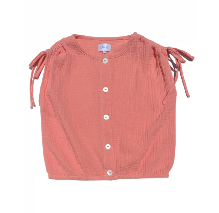 Girls Maggie Top - Coral Gauze - Gabrielle's Biloxi