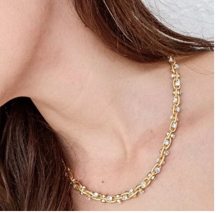 Twisted Rhinestone Statement Necklace 18" - Gabrielle's Biloxi