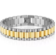 Time Stainless Steel Watch Band Bracelets - 15mm Gold/Silver - Gabrielle's Biloxi