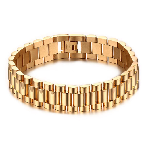 Time Stainless Steel Watch Band Bracelets - 15mm Gold - Gabrielle's Biloxi