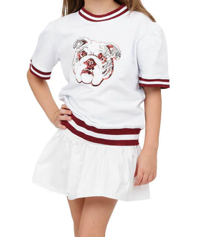 Game Day Holly Short Sleeve Sequin - Maroon - Gabrielle's Biloxi