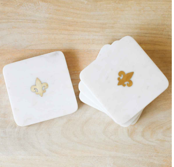 Fleur De Lis Marble Coasters - Gabrielle's Biloxi