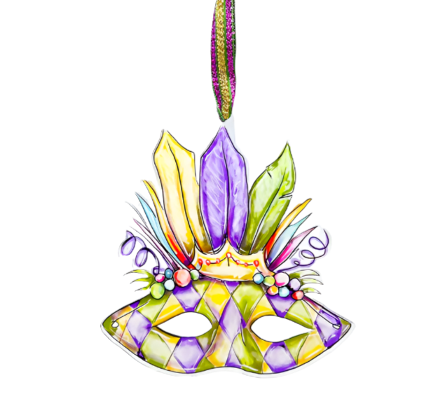 Mardi Gras Carnival Mask Acrylic Ornament - Gabrielle's Biloxi