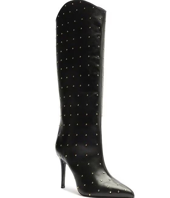 Schutz Maryana Leather Studded Boots - Black