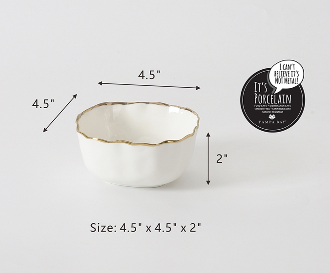 Pampa Bay Snack Bowl - White and Gold - Gabrielle's Biloxi