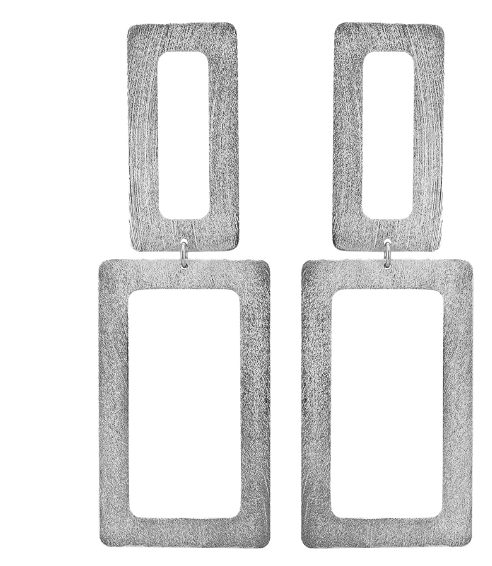 Sheila Fajl Double Rectangle Earrings - Silver - Gabrielle's Biloxi